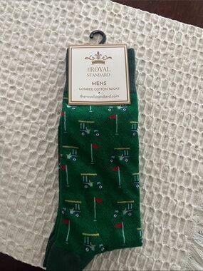 Men’s Green Golf-Print Combed Cotton Socks